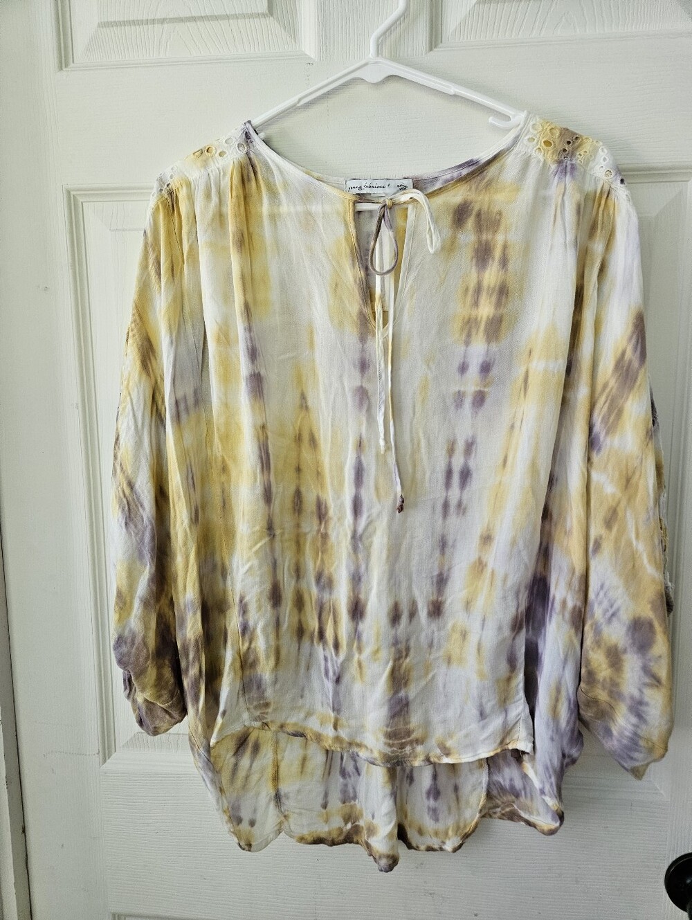 Young Fabulous & Broke Yellow & Lavender Tie-Dye Peasant Tunic